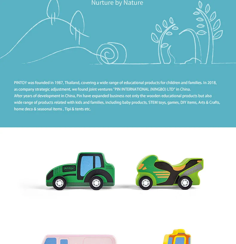 Wooden Vehicle Toy Car Set Detail