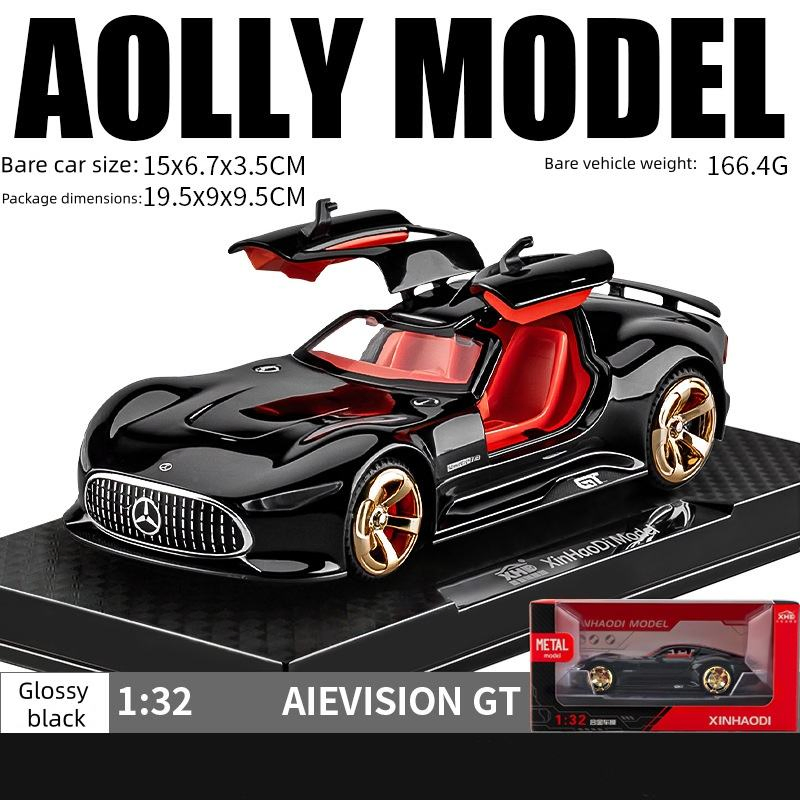 1:32 Mercedes-Benz Amg Vision Gt Diecast Model Car, Alloy Pull-Back Toy with Light &amp; Sound, Openable Doors &amp; Trunk, Collectible Supercar Replica for Kids &amp; Adul