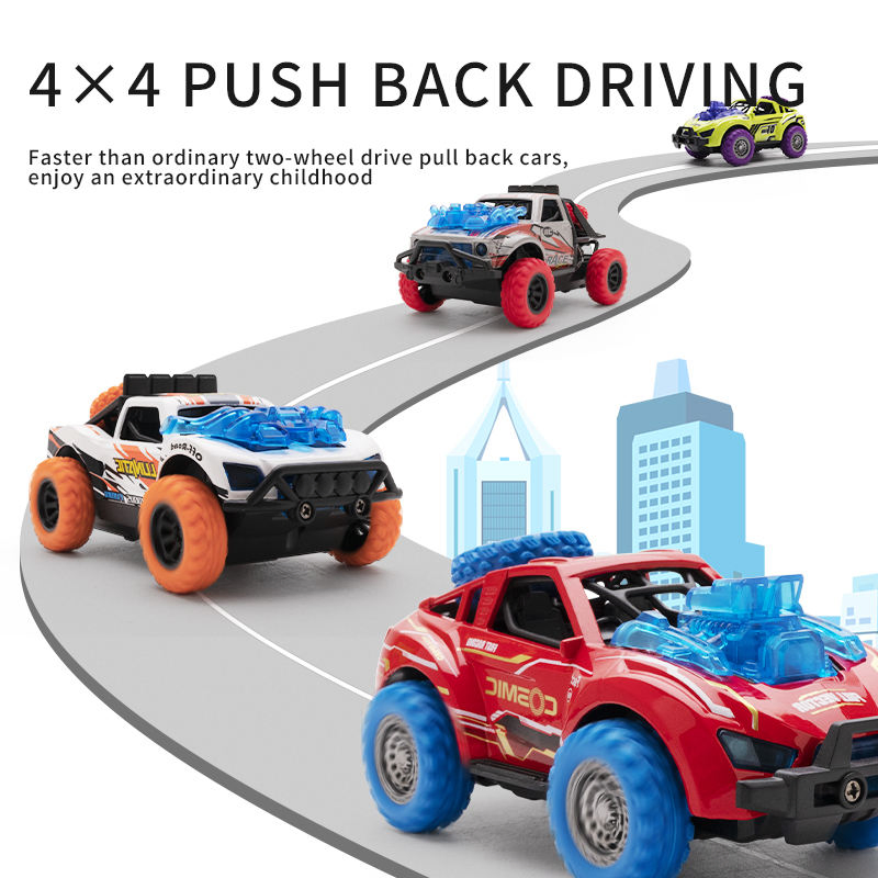 Diecast Toy Vehicles 1: 32 Scale Crash Pull Back Die Cast Toy Car with Light and Music for Kids Gift Children Toy Plastic Toy