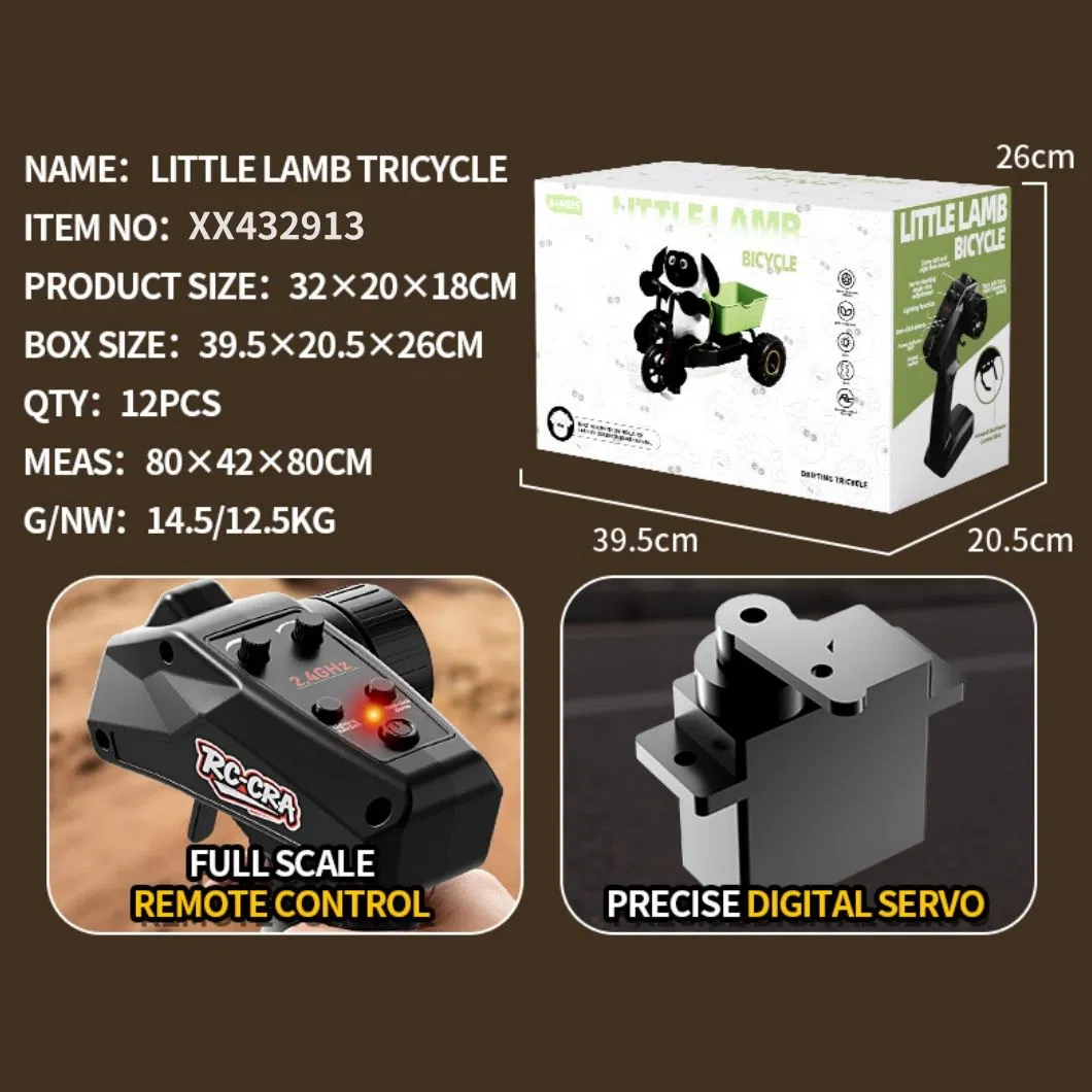 Cute Sheep Design Remote Control Tricycle RC Toy Simulation Car Model Remote Control Stunt Motorcycle Toys Funny Radio Control Car Toys