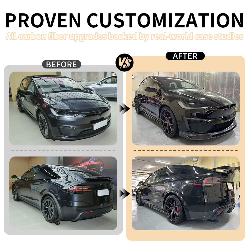New Arrival Carbon Fiber Upgrade to Cm Style Car Wide Body Kit for Tesla Model X 2021 - 2024 Front Rear Lip Side Skirt Wing