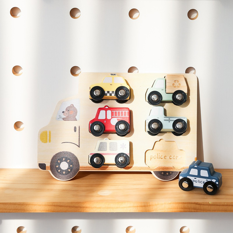 Montessori Toddler Wooden Car Toy Puzzle Game Kids Educational Toys