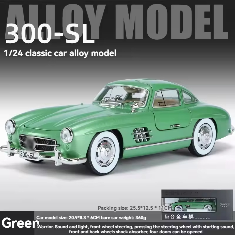 Sound Light 1/24 Benz 300SL Alloy Diecast Model Toy Car