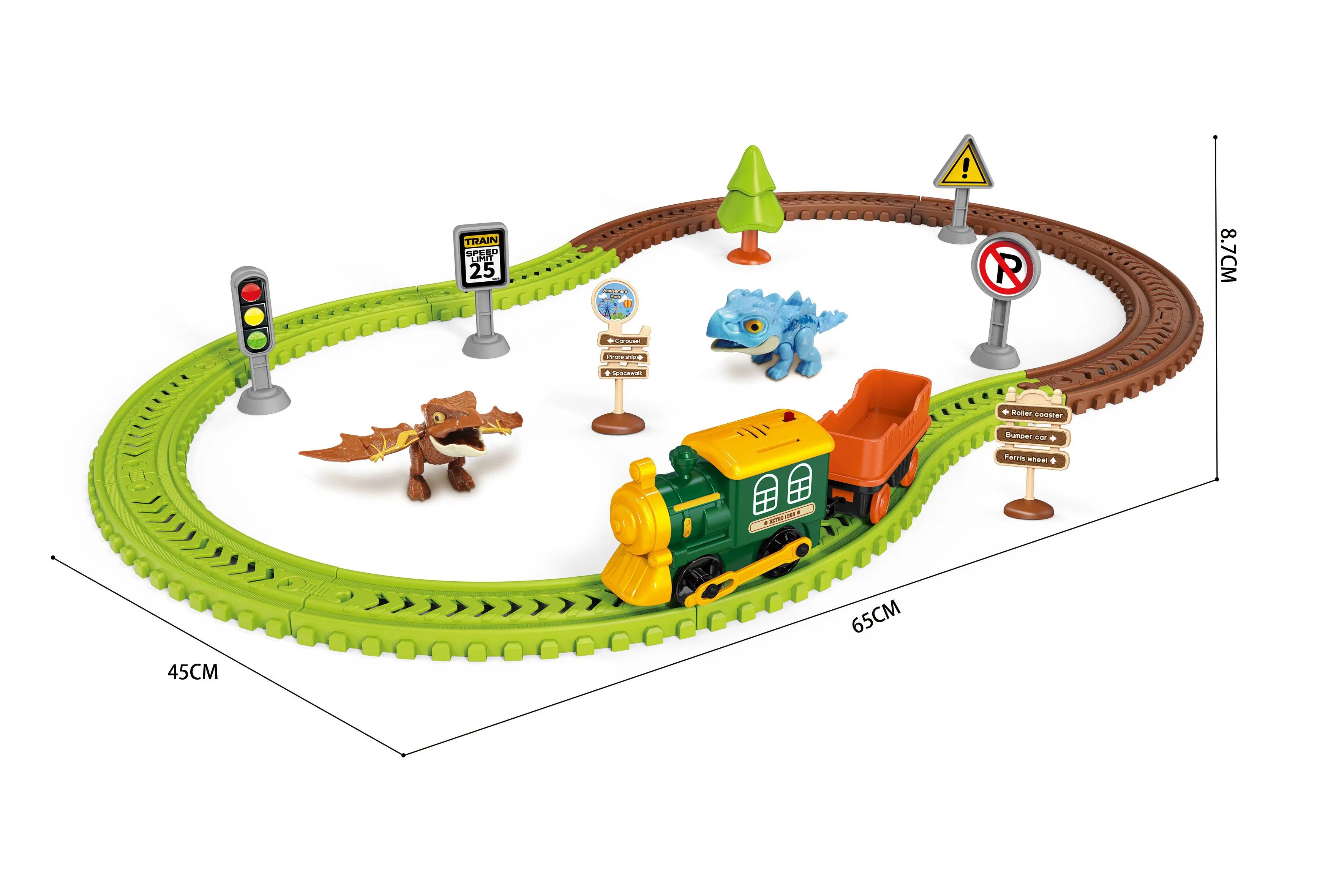 Xinbo Wholesale Car Racing Track Play Set Children Manual Control Dinosaur Adventure Slot Toy