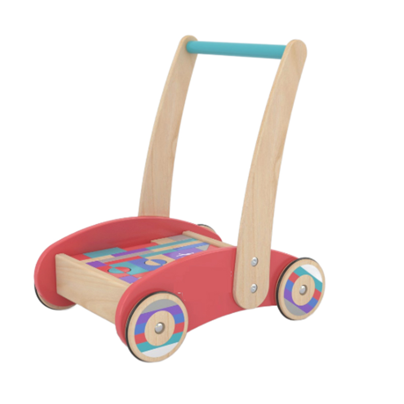 Wooden Building Blocks &amp; Pull Along Storage Car Toy