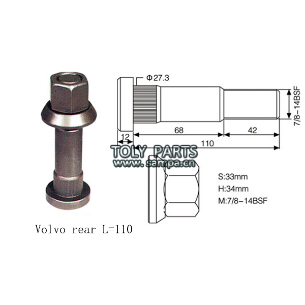 High Quality Auto Parts Wheel Hub Bolts Set for Trailer Track Parts