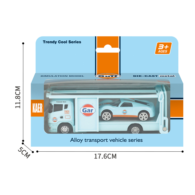 New Arrival Wholsale Child Baby Toys Alloy Die-Cast Gulf Livery Car Show Transport Truck Set Pull-Back Gliding Random Mini Car Children Kids Toy