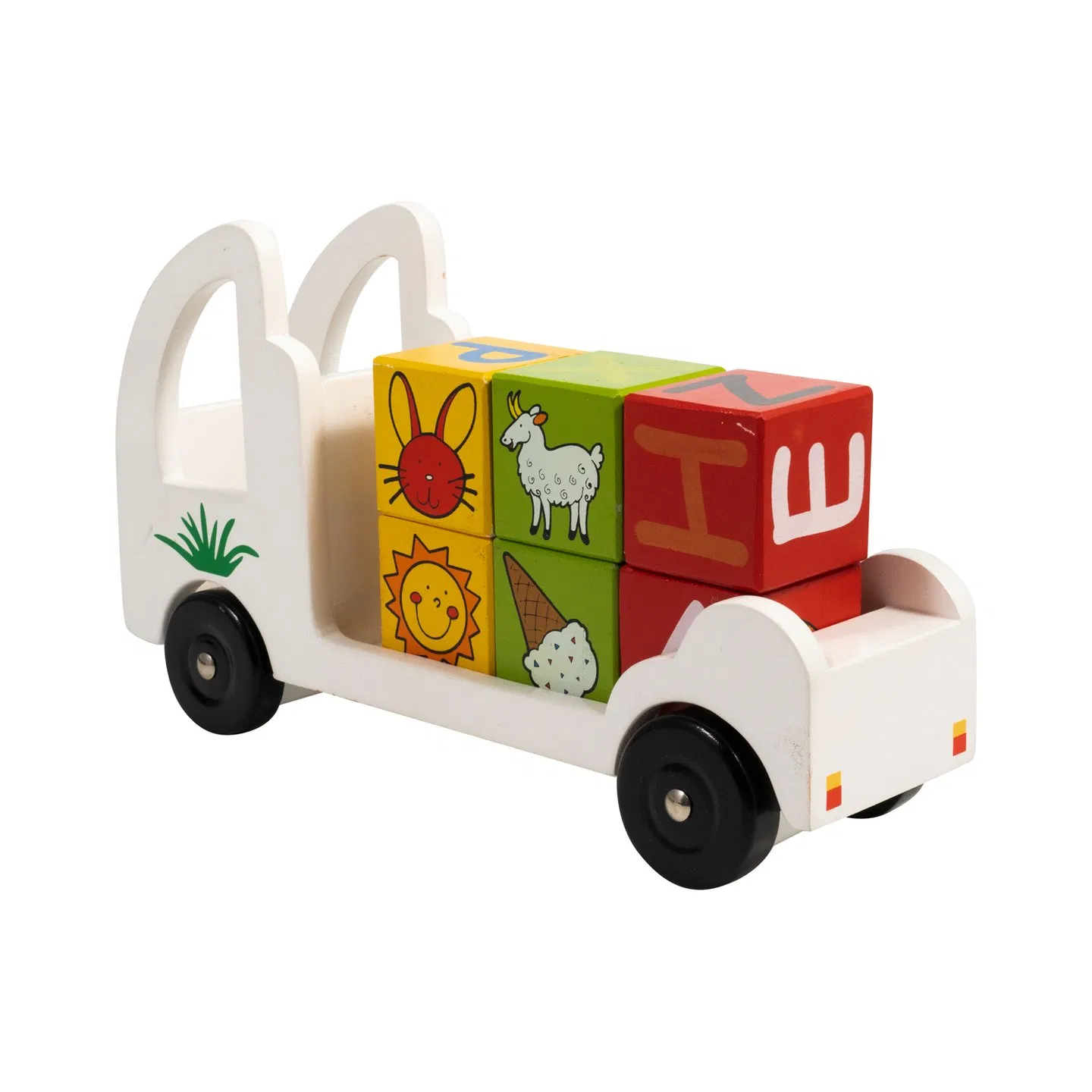 Lovely Cartoon Bunny Design Kids Wooden Bunny Car with Block Toy