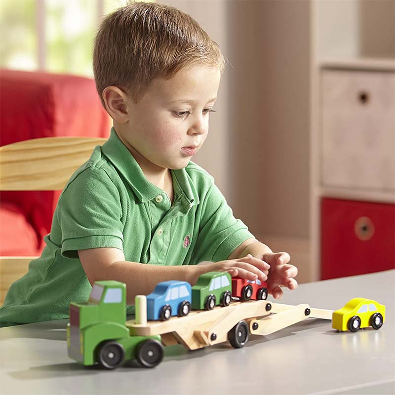 2023 Educational Carrier Truck Cars Set with Push Go Car Set Wooden Toy for Kids