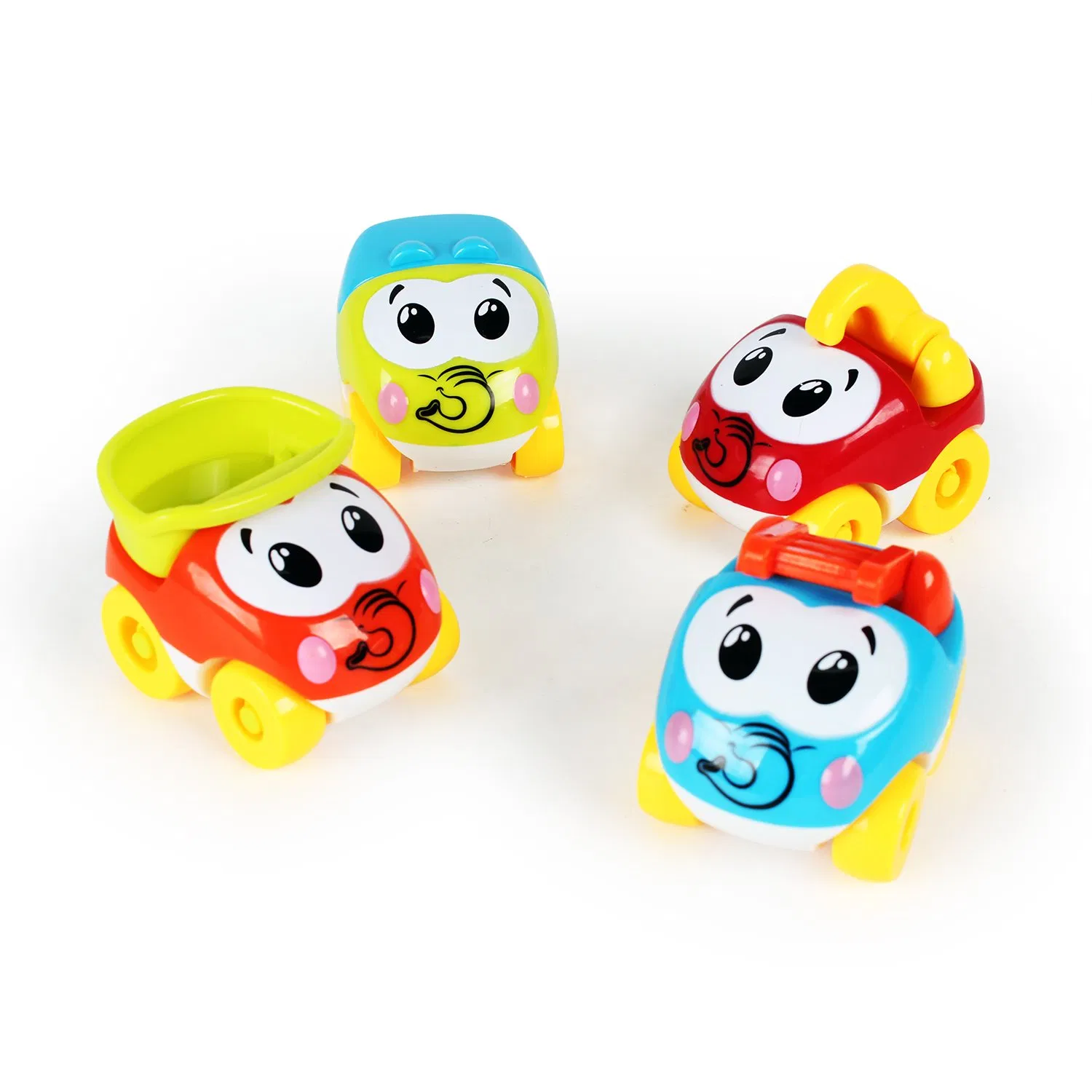 Colorful Pull-Back Cartoon Cars Set for Kids - 4-Pack