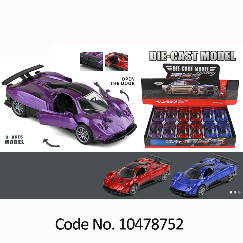 1: 32 Scale Die-Cast Toy Car Metal Model Pull Back Vehicle with Open Doors