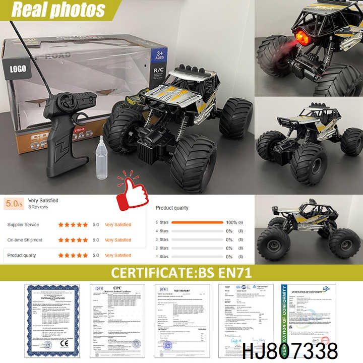 1: 14 Scale Racing Rock Alloy Electric Climbing Vehicle Toy 4WD 27MHz Big Wheel Remote Control RC off-Road Car