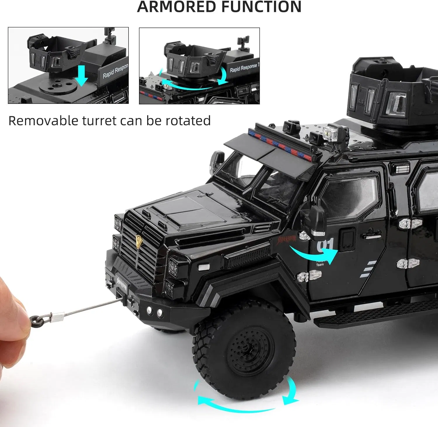 Compatible for 1: 24 Saber-Toothed Tiger Alloy Armored Car Model Collectible Diecast Armoured Explosive Protected Vehicle Toy Pull Back Toy Car with Sound