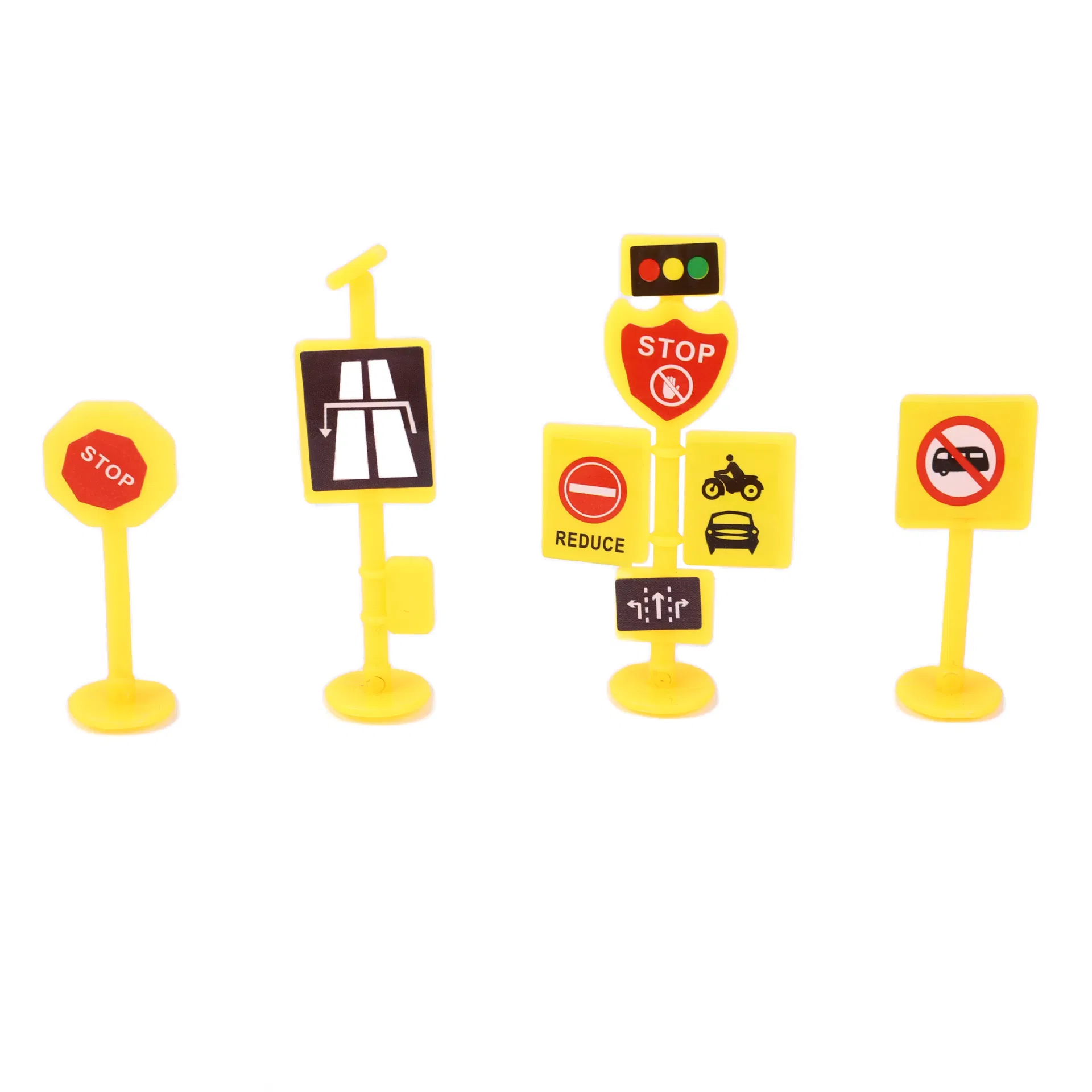 Realistic Toy Traffic Signs and Construction Vehicle Set