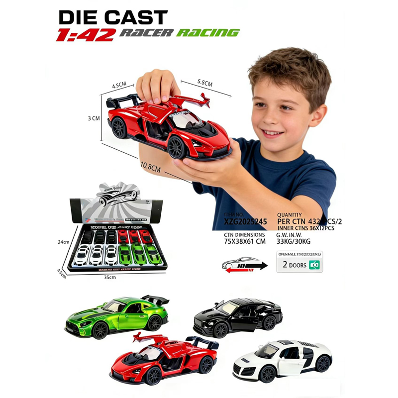 Model Toy 1: 42 Alloy Pull Back Mini Sports Die-Cast Metal Car