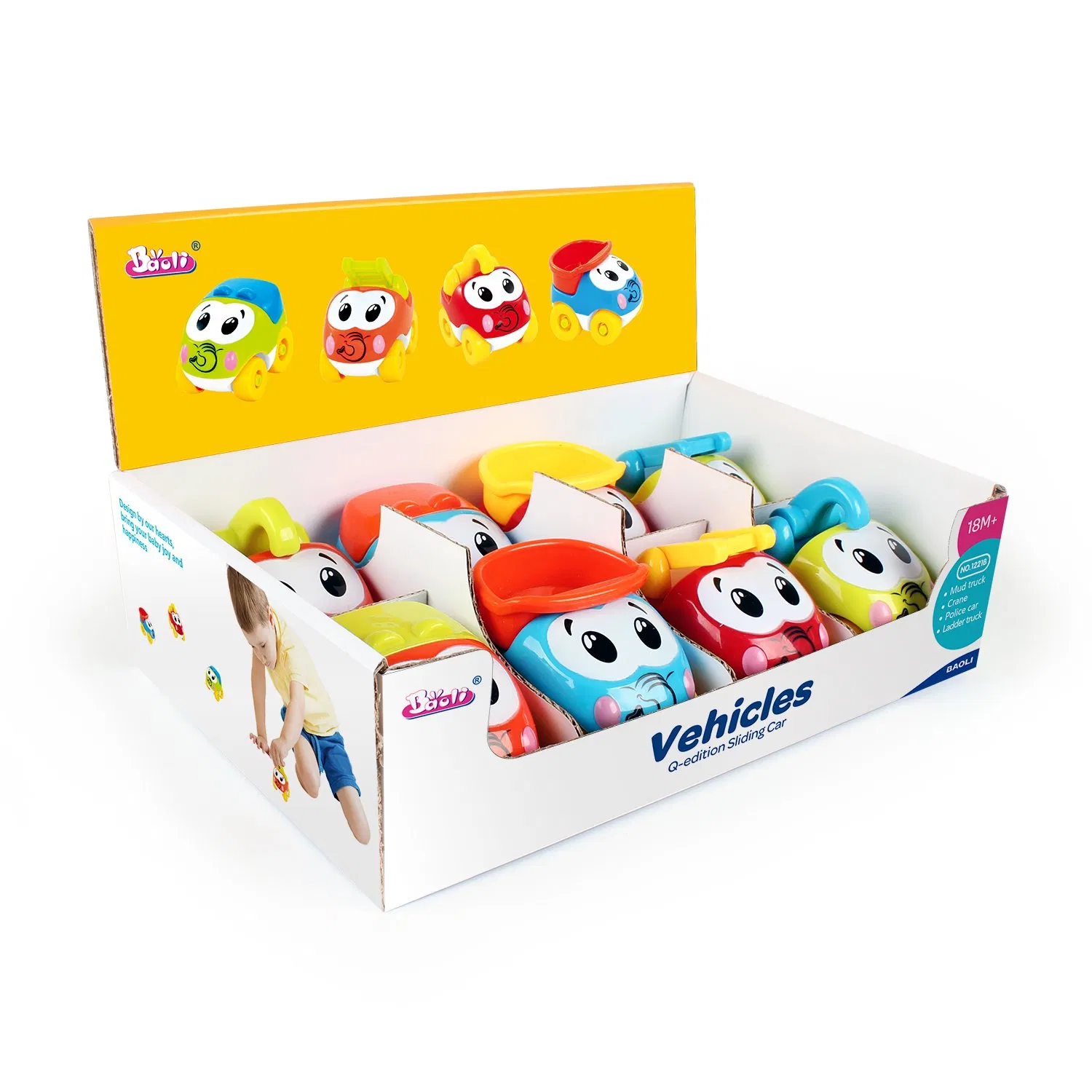 Colorful Pull-Back Cartoon Cars Set for Kids - 4-Pack