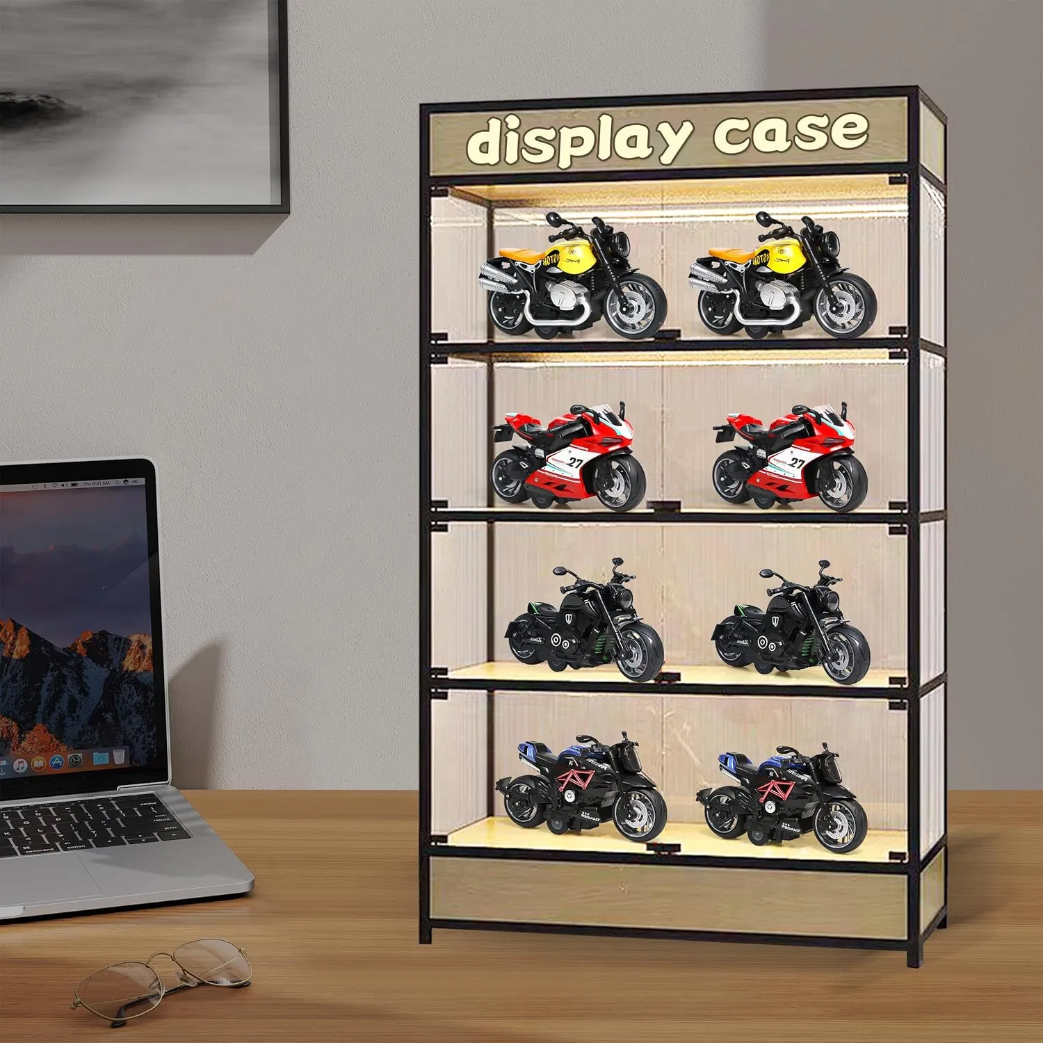Ibay 4-Pack Pull-Back Motorcycle Toys-Friction Powered Kids Toy Cars with Lights Sounds &amp; Automatic Drive for Boys &amp; Girls Aged 3-12