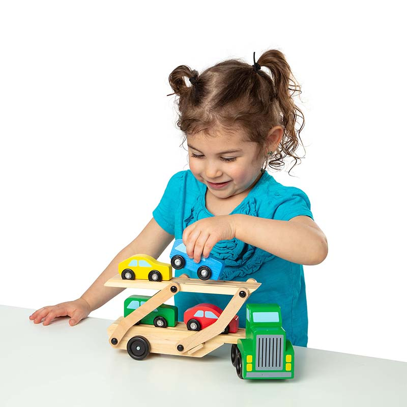 2023 Educational Carrier Truck Cars Set with Push Go Car Set Wooden Toy for Kids