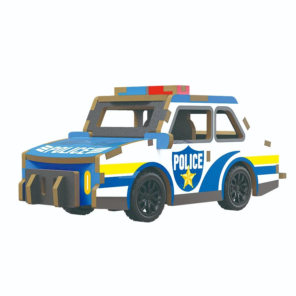 Smooth 3D Wooden Puzzle Toys with UV Printing 3D Wooden Assembled Pull-Back Car Early Education Handmade Toy for Kids