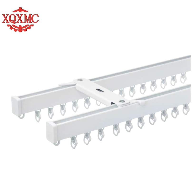Bearing Wheel Silent Aluminum Alloy Curtain Track Slide Pulley Top Mounted Side Rail Curtain Rod Single Track Double Straight Track
