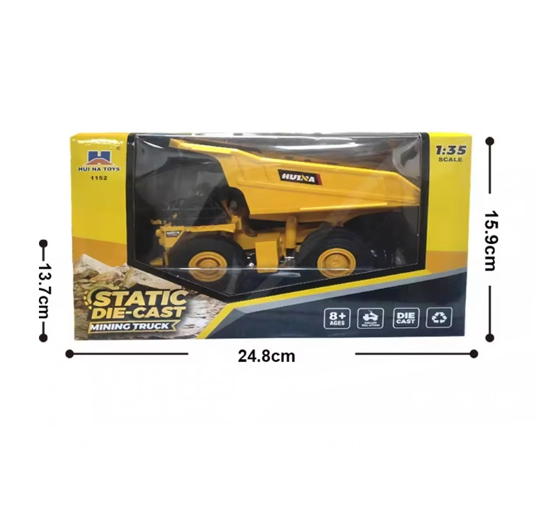 2024 Newest Alloy Diecast Dump Truck Model Toy 1/35 Scale Alloy Dumping Construction Car Vehicles for Kids Gifts