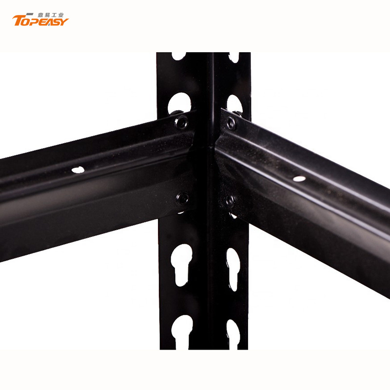 5-Shelf Black Steel Adjustable Rack Garage Storage Shelf Boltless Particle Board Warehouse Rivet Shelving
