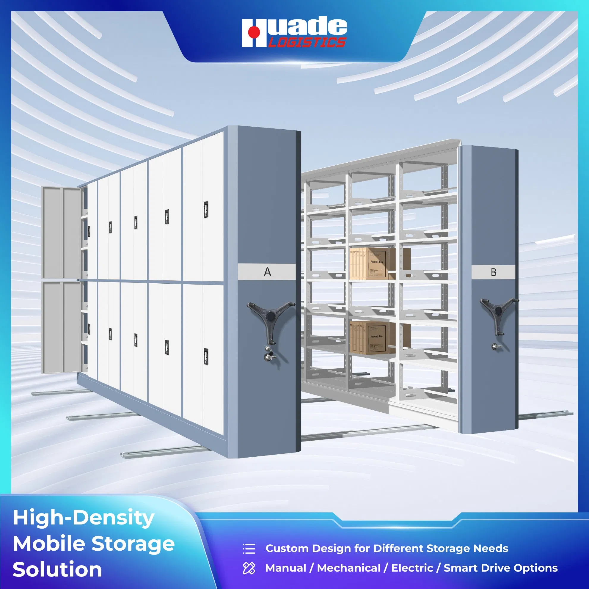 China Intelligent Mobile Shelving System for Archive Filing Cabinet Storage Solutions