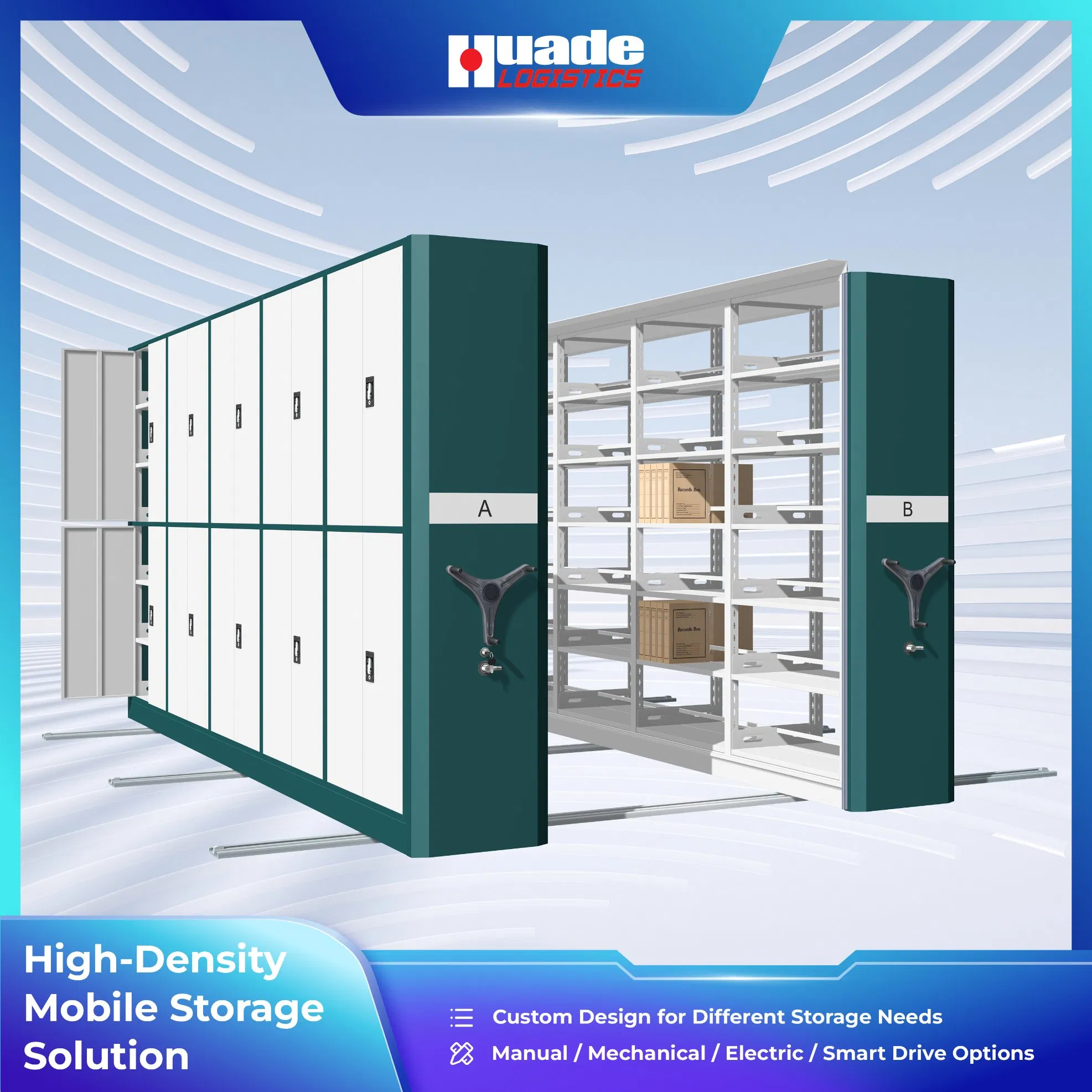 China Intelligent Mobile Shelving System for Archive Filing Cabinet Storage Solutions