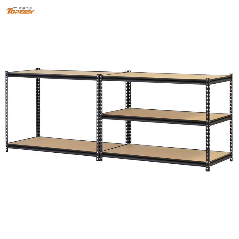 5-Shelf Black Steel Adjustable Rack Garage Storage Shelf Boltless Particle Board Warehouse Rivet Shelving