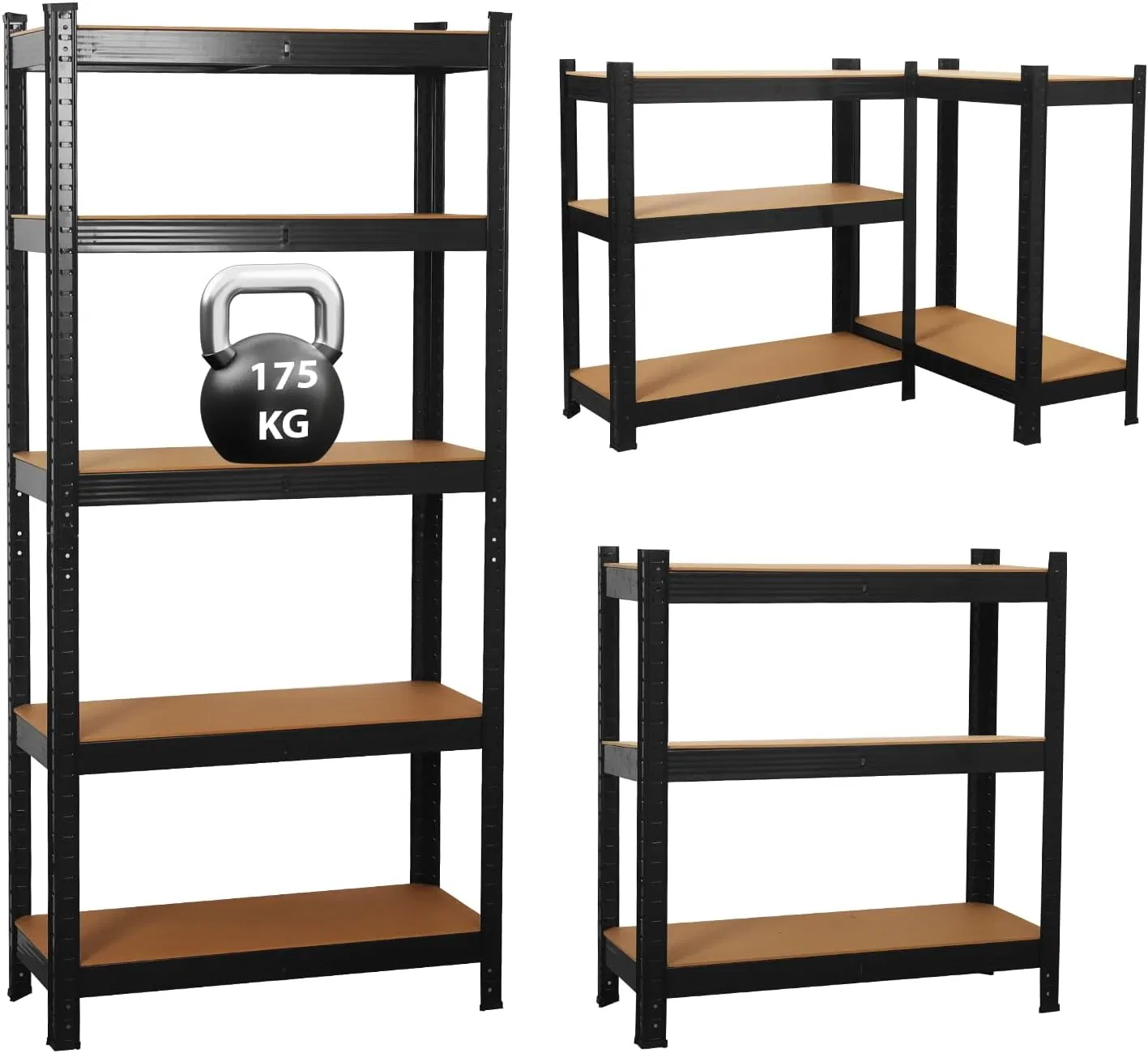 Black Boltless Assembling Rack Heavy-Duty Steel Rivet Shelving for Warehouse Garage Storage