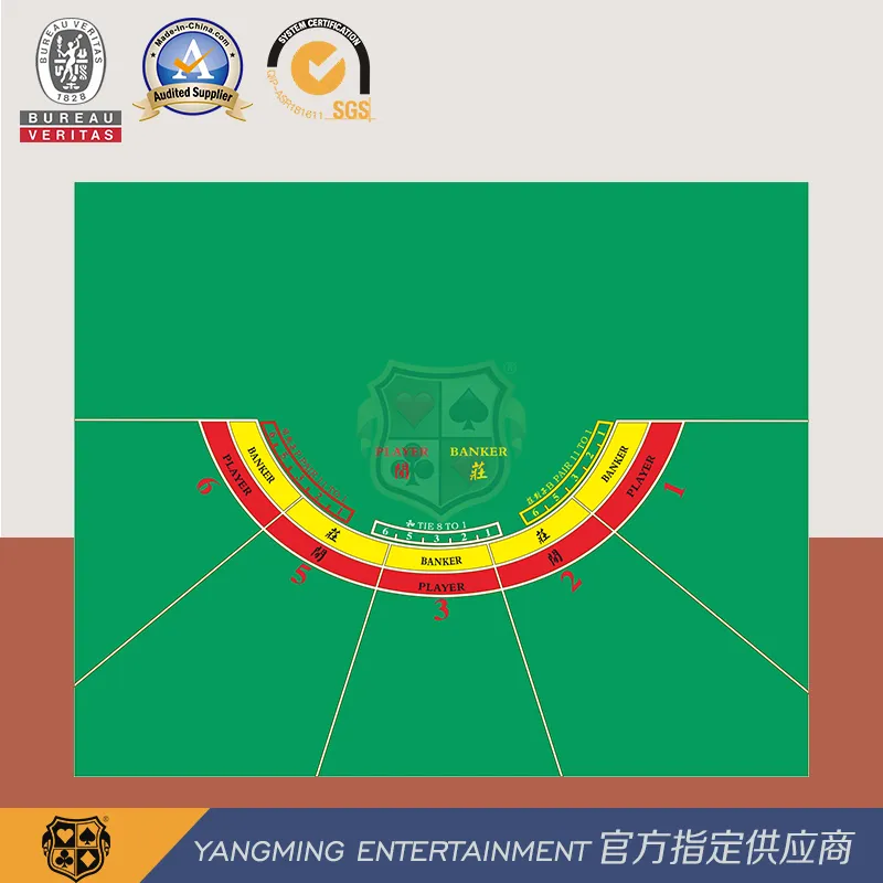 100% Polyester Baccarat Layout 5 Person Tablecloth Semicircle Green