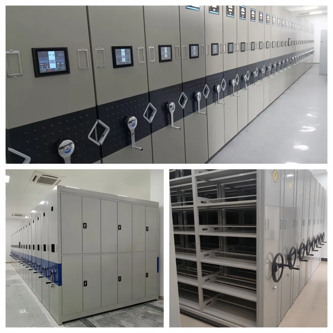 High-Density Mobile Systems Manual Mobile Shelving Compact Custom Colors Archive Mobile Racks Electric Track System Custom Medical Record Storage Systems