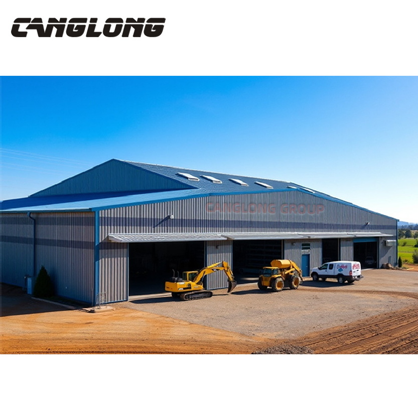 Go-Kart Space Steel Structure Warehouse for Supplies with Safety Barriers and Track Storage