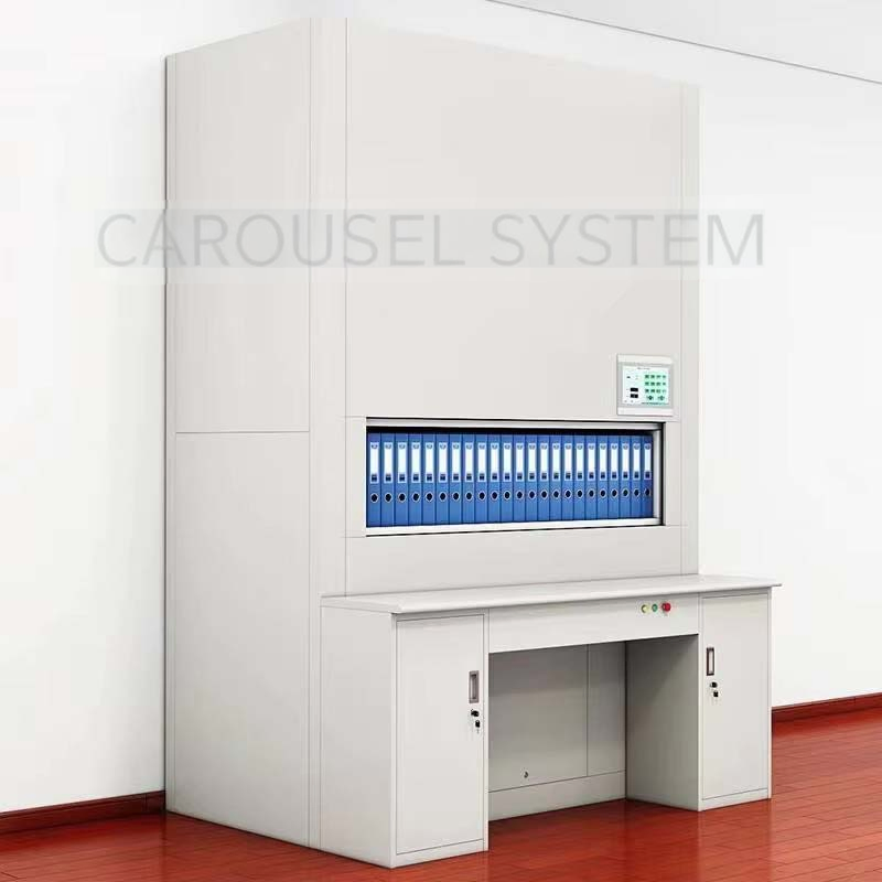 Dynamic Vertical Carousel Storage System for Warehouse Cargo Picking up Organization and Efficiency