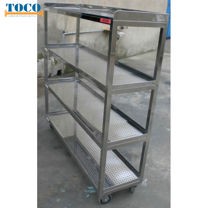CE Certified Custom Adjustable 4 Layers Stainless Steel SS304/316 Anti-Rust Food Grade Storage Rack Shelf