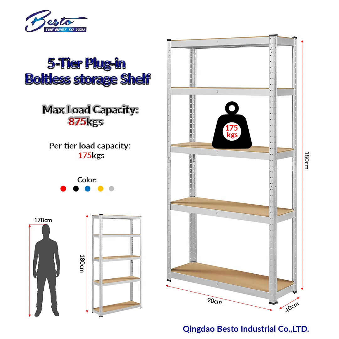 Heavy Duty 5 Tier Steel Muscle Rack Storage Adjustable Metal Shelf