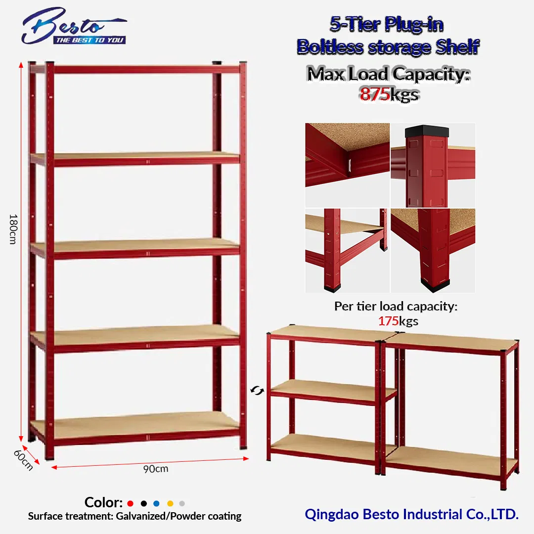 Heavy Duty 5 Tier Steel Muscle Rack Storage Adjustable Metal Shelf
