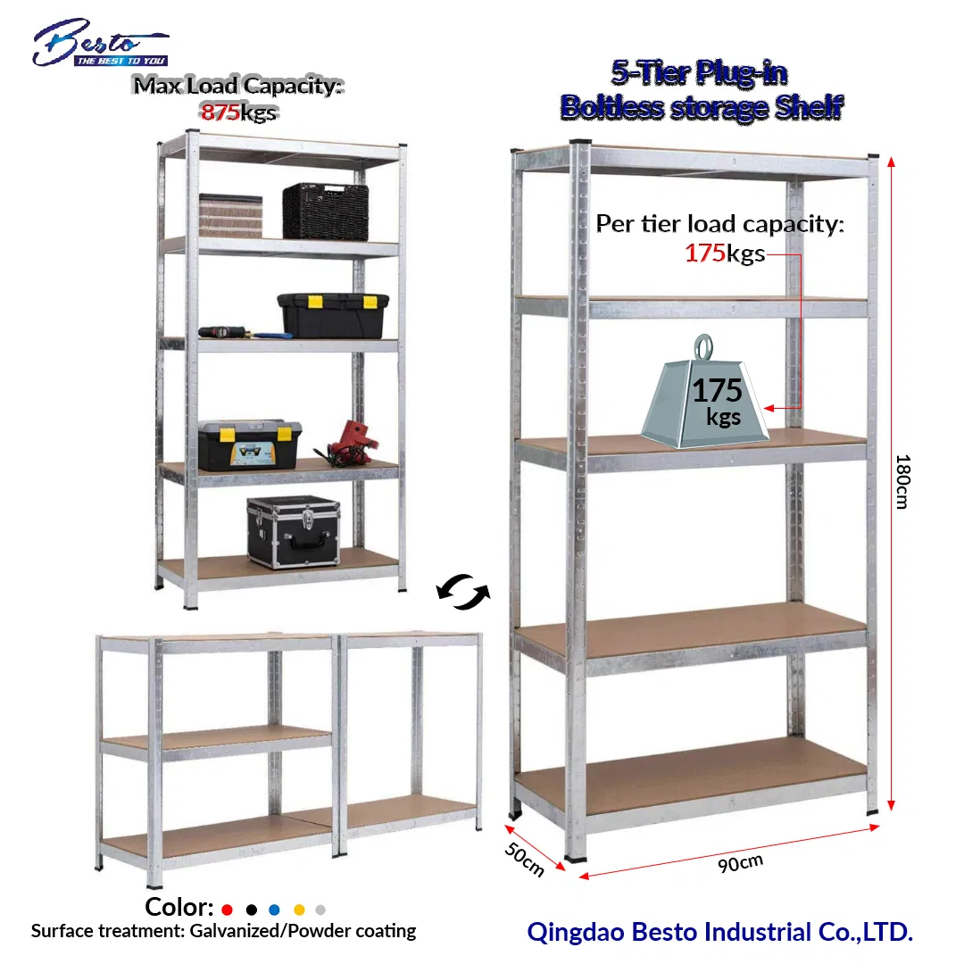 Heavy Duty 5 Tier Steel Muscle Rack Storage Adjustable Metal Shelf