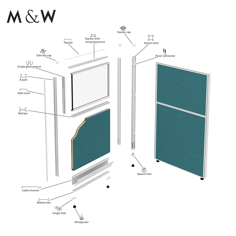 M&W Factory Wholesale Frame Industrial Profile Aluminum Office Accessory