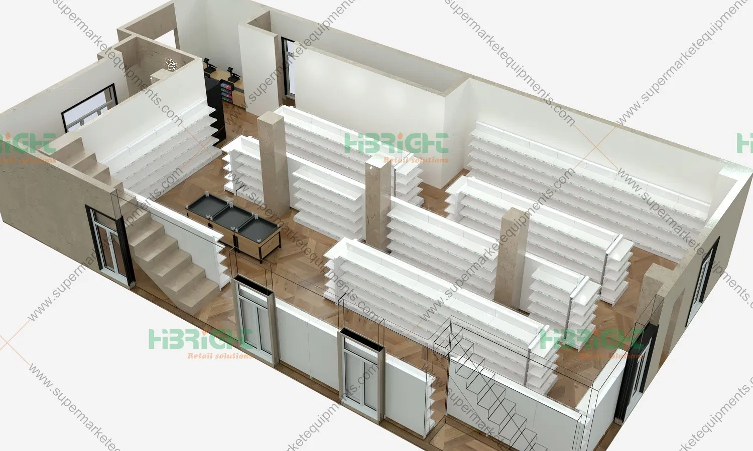 Multi Style Convenience Grocery Supermarket Interior Layout Design
