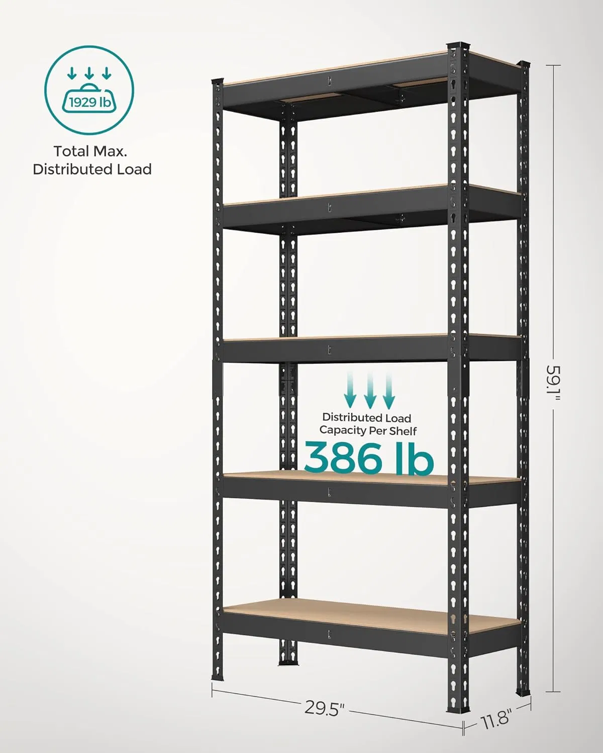 5 Tier Rivet Shelving Unit, Storage Shelves, for Garage, Boltless Assembly