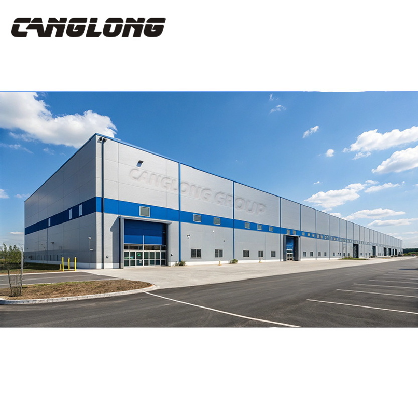 Go-Kart Space Steel Structure Warehouse for Supplies with Safety Barriers and Track Storage