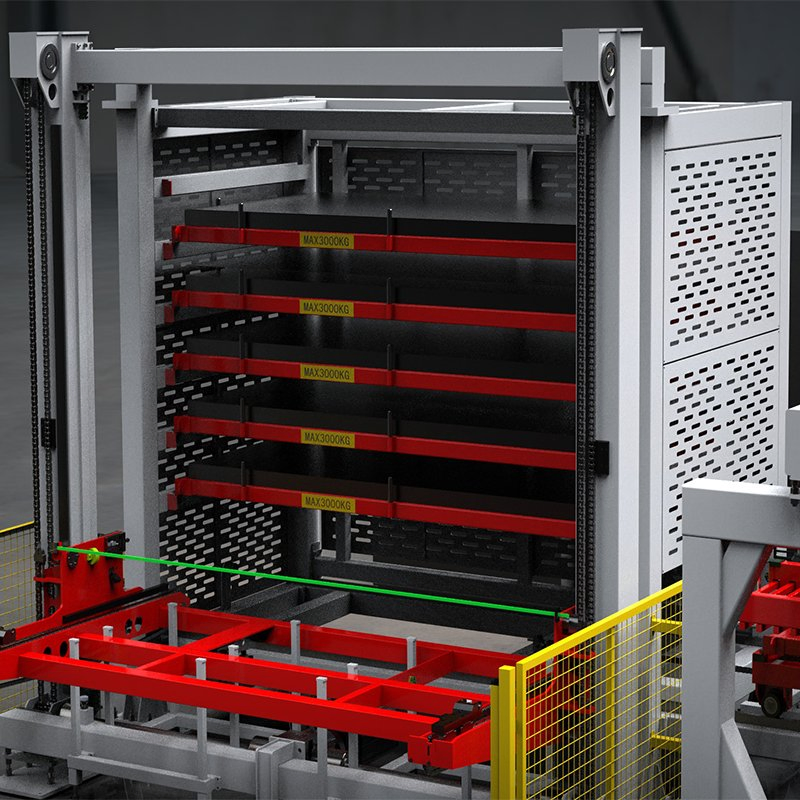 Automatic Sheet Metal Storage Tower Space Saving Automated Storage for Metal Plate Warehouse