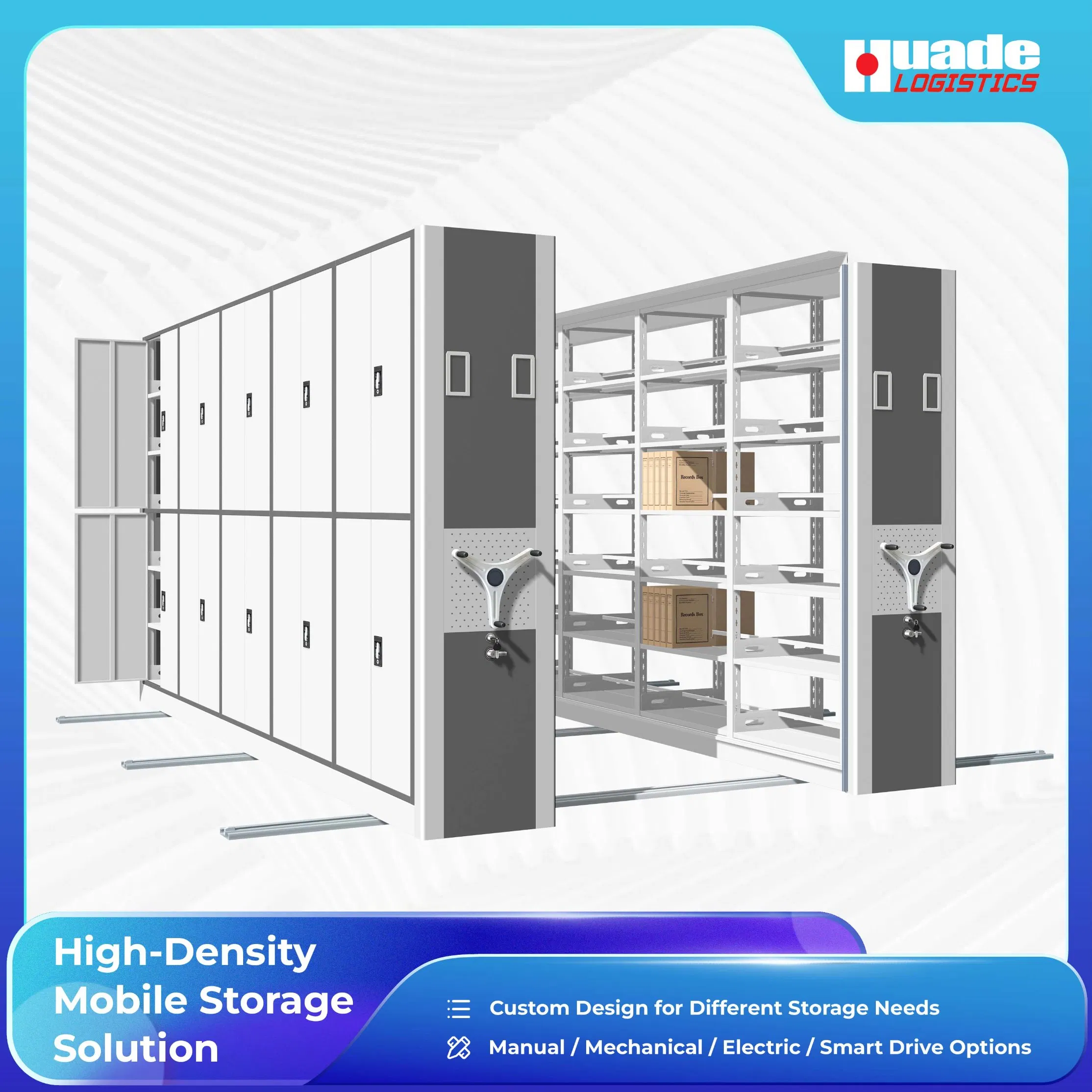 High Density Manual Mobile Shelving System for File &amp; Document Storage