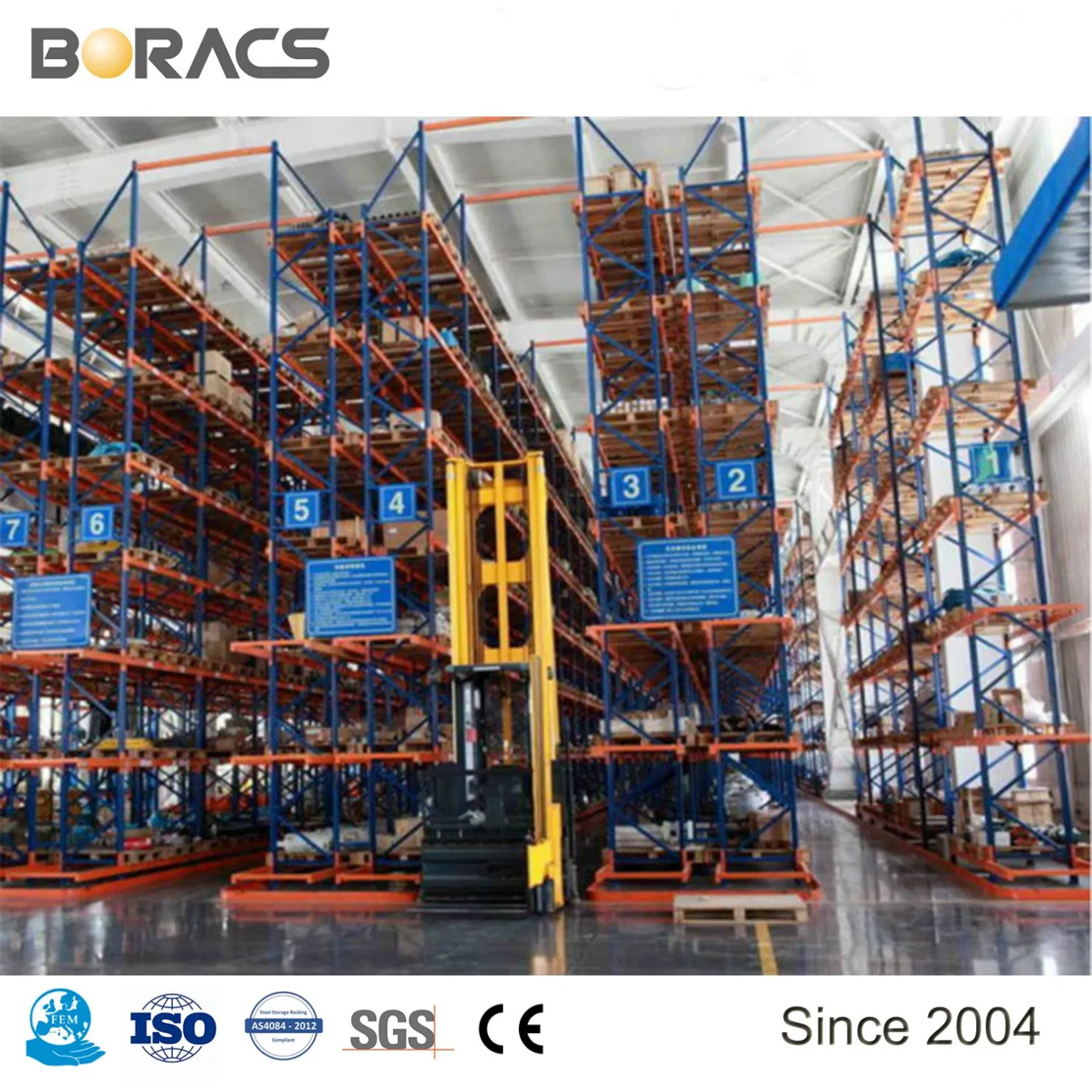 75mm Pitch Adjustable Heavy Duty Industrial Warehouse High Density Very Narrow Aisle Rack Van Racking System