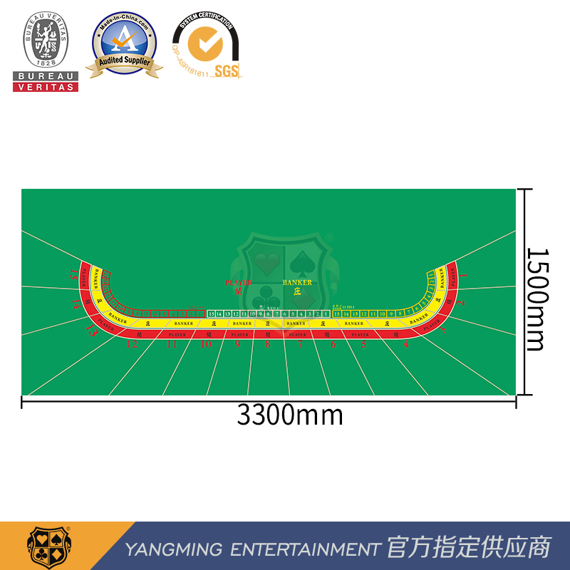 Waterproof Flannel Custom Design Baccarat 15 People Green Tabletop Portable Table Layout