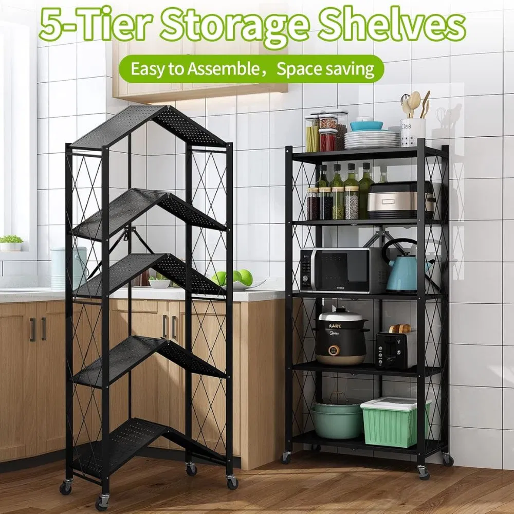 Foldable Movable Steel Storage Shelves Heavy Duty Adjustable Rack Organizer Esg27567