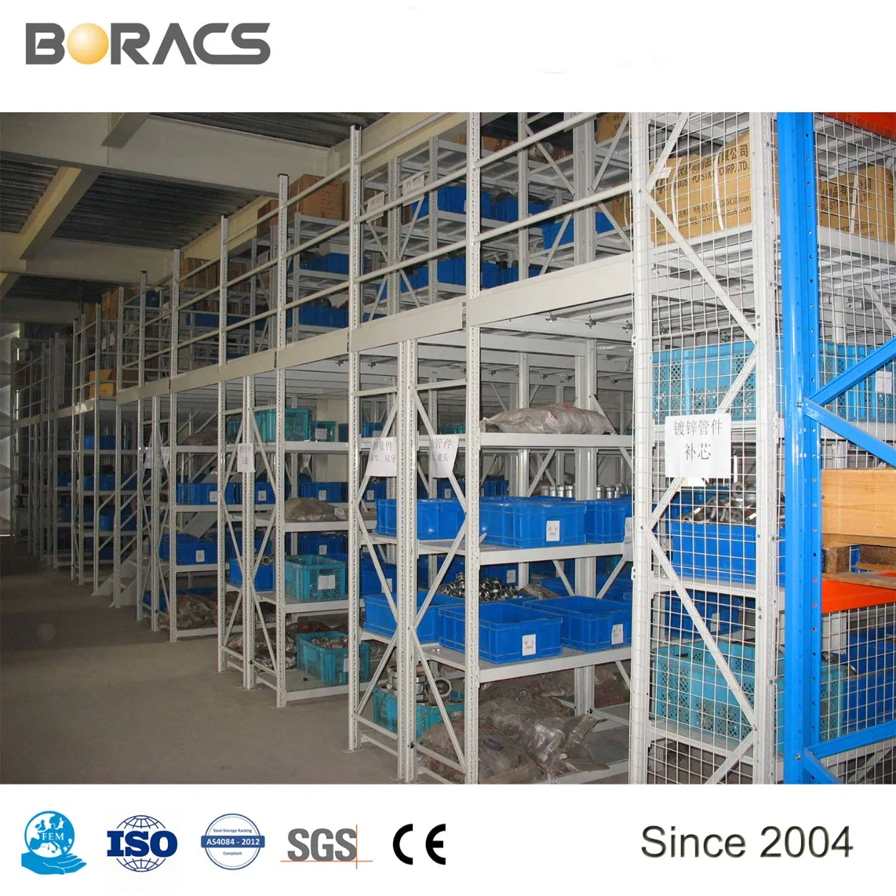 Automated Warehouse Mezzanine System with Integrated Conveyor Cutouts and Robotic Picking Station Compatibility