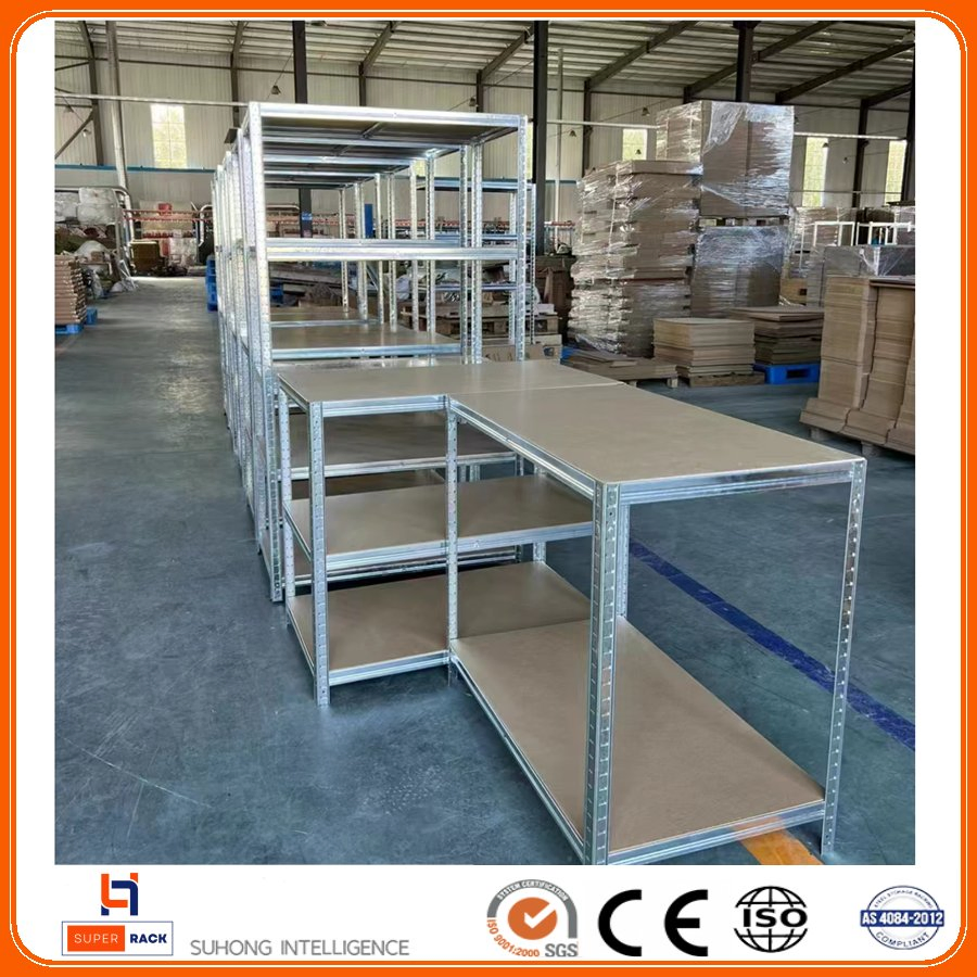 Adjustable 5 Layer Stacking Boltless Rivet Galvanized Steel Long Span Shelving Galvanized Sheet Storage Shelves