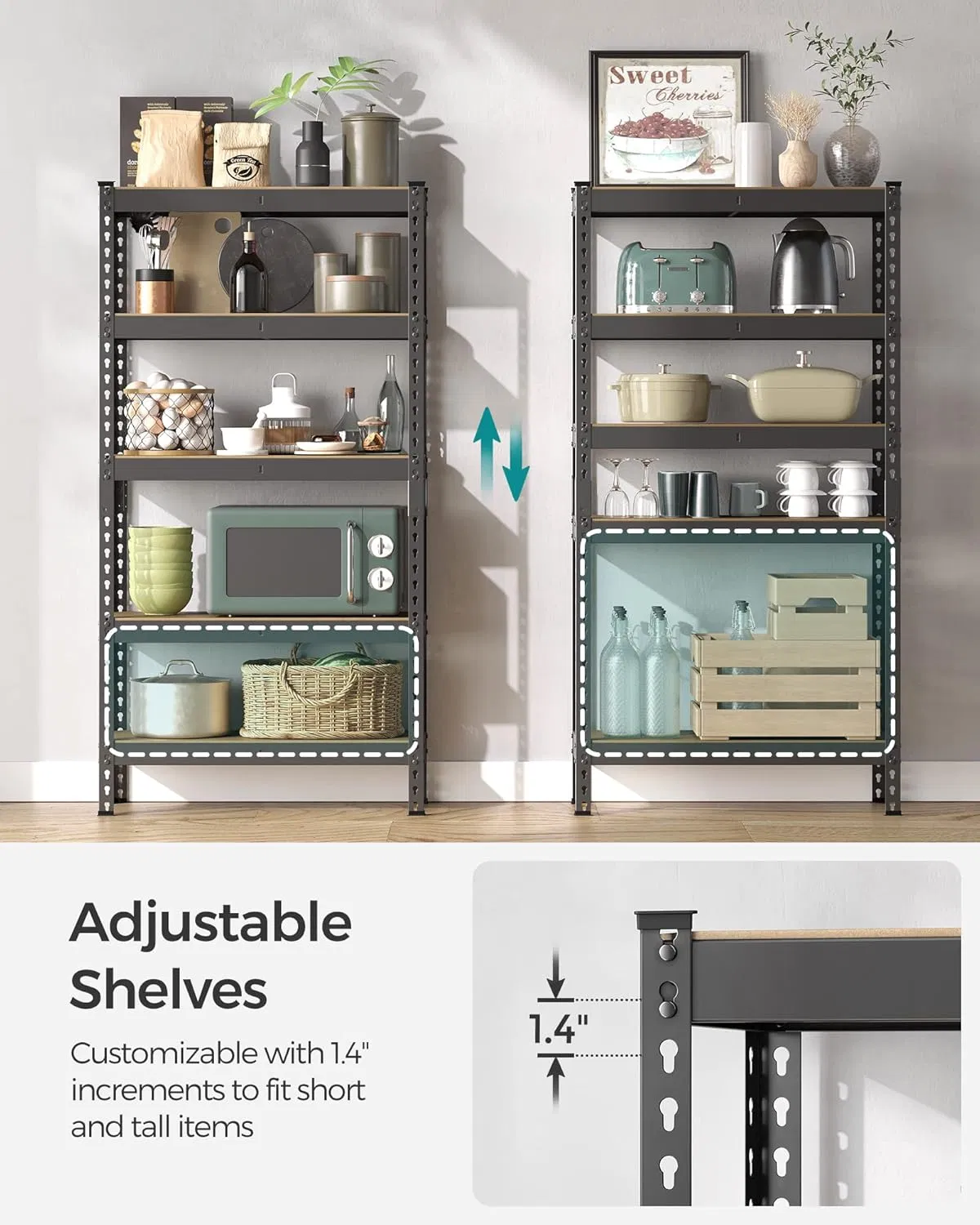 5 Tier Rivet Shelving Unit, Storage Shelves, for Garage, Boltless Assembly